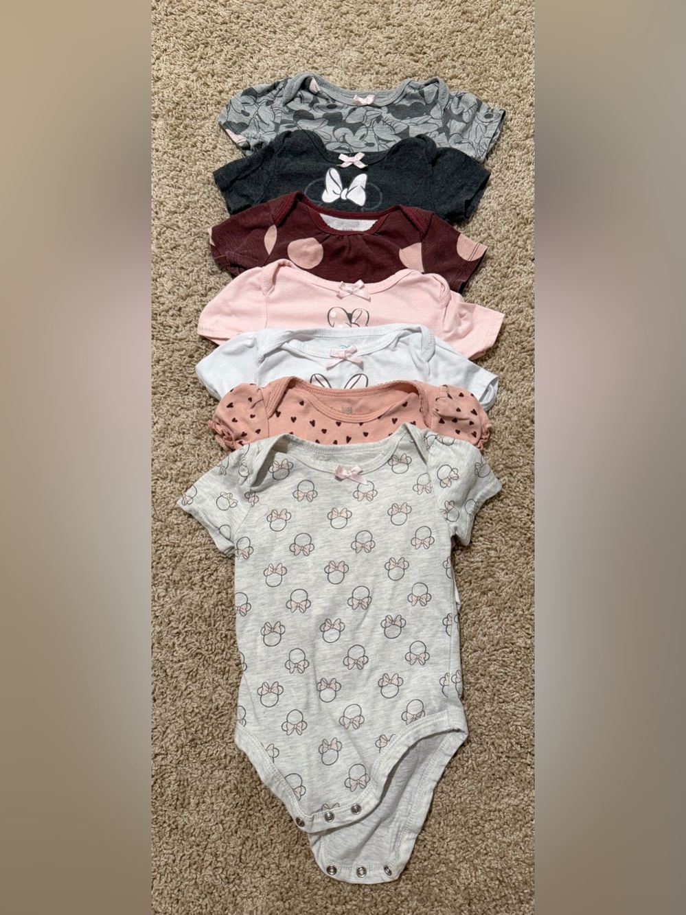 Disney Minnie Mouse Baby Girl Cotton 7 Pack Polka Dot Size 12-18 Months